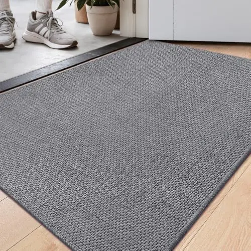 Produktbild: DEXI Fußmatte Innen 44 x 76 cm, rutschfeste Fussmatte waschbar, absorbierend Schmutzfangmatte, wasserdicht Türmatte für Hund, Haustür, Patio, Grau