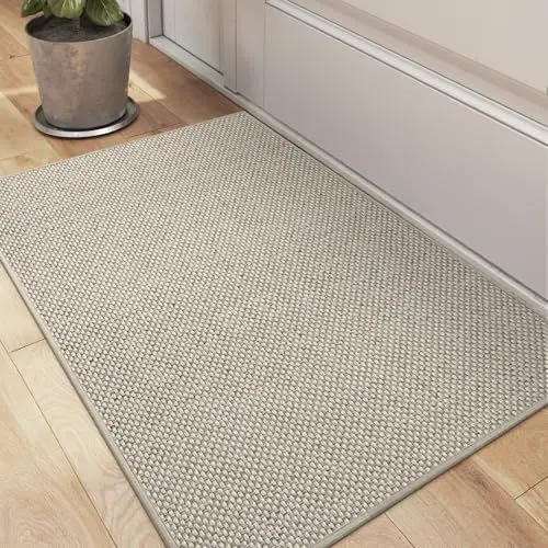 Produktbild: DEXI Schmutzfangmatte Innen 44 x 76 cm, rutschfest Fußmatte waschbar, absorbierend Fussmatte, Dünne Türmatte Eingangsteppich für Haustür & Flur, Beige