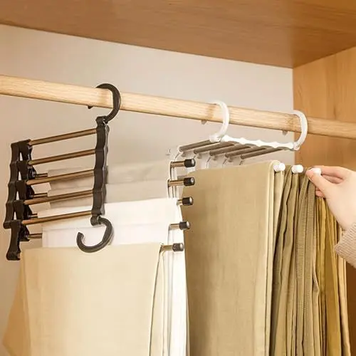 Produktbild: Hosenbügel, Platzsparend Kleiderbügel Hosen, kleiderbügel platzsparend, Dehnbar rutschfeste Magische Hosenbügel für Hosen, Jeans, Schals, Gamaschen (2)