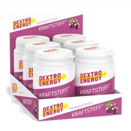 Produktbild: DEXTRO ENERGY KRAFTSTOFF CASSIS + VITAMINE B2, B3, B6, B12 - 6x68g (6er Pack) - Mit Vitaminen für Aufmerksamkeit und Konzentration, schnelle Energieversorgung zum Mitnehmen, praktische Dose, fruchtig