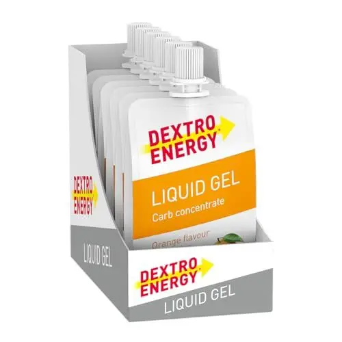 Produktbild: DEXTRO ENERGY LIQUID GEL ORANGE + VITAMINS - 6x60ml (6er Pack) - Traubenzucker Konzentrat aus schnell verfügbaren Kohlenhydraten, Energy Gel, Vitamin B6, Energy Riegel Alternative