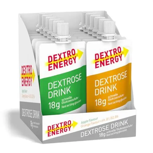 Produktbild: Dextro Energy Dextrose Drink - fruchtig leckere Traubenzucker Alternative zum Trinken - Mixbox Apfel und Orange - 12 x 50 ml (12er Pack)