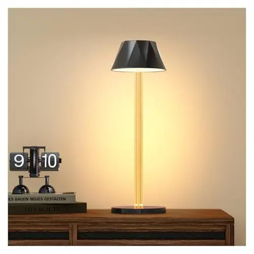 Produktbild: Deyagoo Tischlampe Kabellos, LED Aufladbar Tischleuchte 6000mAh Akku mit USB-C, 3 Farbmodi(3000K-5300K), Touch Control, IPX4 Wasserdicht Touch Lampe für Restaurant, Bar, Schlafzimmer, Party, Camping