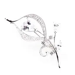 Produktbild: Deyanse Brosche Damen, Silber Blumen Anstecknadel Weiß Marquise Zirkonia kommt mit Edelstahl Kette als Halskette, Breastpin mit Geschenkbox für Damen Frau Mutter, Passt Pullover Mantel Anzug