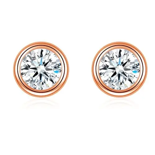 Produktbild: Deyanse Klein Ohrstecker Ohrringe, 925 Sterling Silber Ohrstecker für Damen Mädchen Kinder, Hypoallergen 5mm Rund Zirkonia Ohrstecker Ohrringe, Rosegold Schlafen Knorpel Ohrschmuck mit Geschenk Box