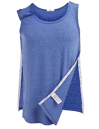 Produktbild: Deyeek Unisex Shirt nach Schulteroperationen Reha Tank Tops Herren Snap Open Tearaway Tanktop Damen mit Snap Chemo Rotatorenmanschette Kleidung Nach Chirurgie S-XXL