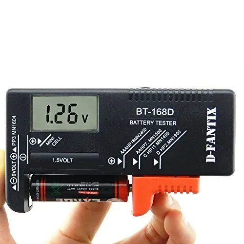 Produktbild: D-FantiX Digitaler Batterietester Batterieprüfer Batterie und Akku Volt Prüfgerät für AA AAA C D 9V 1.5V Knopf Knopfzellen-BT-168D