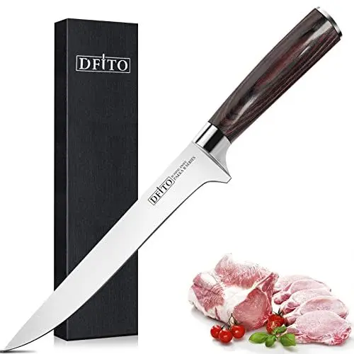 Produktbild: Dfito 15cm Filetiermesser, Edelstahl Fischfiliermesser für Fisch und Fleisch mit Ergonomischer Griff Filiermesser, Ausbeinmesser mit Scharfes Klinge, Schmales Klingenblatt Fischmesser