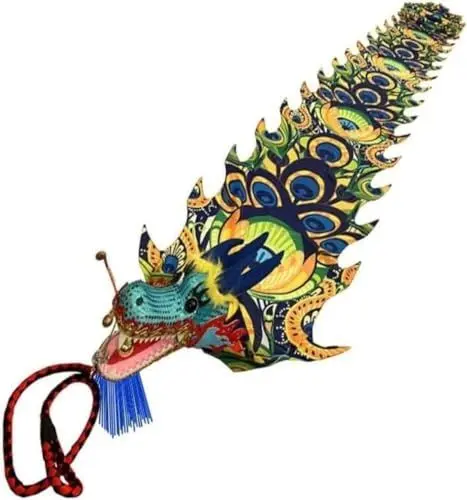Produktbild: DGSYUAN Löwentanz Drachentanz Drachen Fitness Band Tanz Löwe Drachentanz Mit 3D Kopf Chinesisches Neujahr Seidendrache Outdoor Sport Chinesischer Drachentanz(12m/39ft)