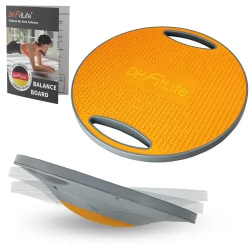Produktbild: DH FitLife Balance Board, Wackelbrett, Balance Pad mit Griffen, extra groß Ø 42cm, max. 200 KG, Gleichgewichtstrainer, Fitness Balance-Board Erwachsene & Kinder