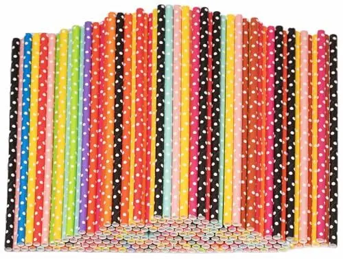 Produktbild: dhaikkkd Strohhalme Papier 200 Trinkhalme Runden Bunte Papierstrohhalme Biologisch Abbaubar Kinder TrinkröHrchen 197mm×6mm