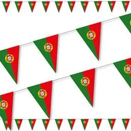 Produktbild: 3,5m Wimpelkette * Portugal * als Deko für EM 2024 Party und Geburtstag | mit 10 Wimpel | portugiesisch Länder Fahnen WM 2026 Mottoparty Girlande Dekoration