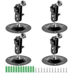 Produktbild: Kamera Halterung Wand, 4 Stück Kamera Wandhalterung 360 Grad Verstellbare Metal Sicherheitskamera Halterung für Innen Außenbereich (Schwarz)