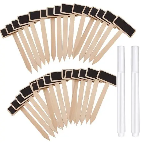 Produktbild: DHWEKU 30 Stück Pflanzenstecker Holz Schilder Stecketiketten Tafel mit Markierungsstift 14,8 x 6,3 cm Pflanzschilder Holzschilder Pflanzenetiketten Gartenpflanzenanhänger für Topfsamen Kräuter Gemüse