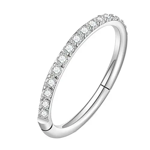 Produktbild: DHWEKU Nasenpiercing G23 Titan Hypoallergen Nasenring Silber Septum Piercing Helix CZ Clicker Ring Nostril Tragus Conch Piercing Ring Nase Daith Rook Piercing Schmuck 10MM