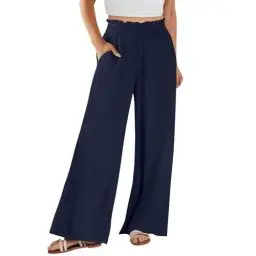 Produktbild: DHYUEN Elegante Schwarze Hose Damen Leicht Und Luftig Haremshose Kurze Hosen Herren Sommer Anzughose Baggy Chino Hose Karierte Hose Damen Sommerhosen Leicht Plissee Hose Arbeitshose（Marine，XXL）