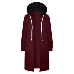Produktbild: DHYUEN Sweatjacke Damen Lang Übergangs Trachtenjacke Sweatshirt Hoodie Damen Übergangsjacke Zip Up Winterjacke Softshelljacke Hoodie Jacke Damen Sweat Shirts Weihnachts Sweatshirt Damen（2-Red，S）