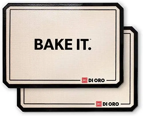 Produktbild: DI ORO® Antihaft-Silikon Backmatten - 250°C hitzebeständige Silikon – Spülmaschinenfest & leicht zu reinigen - BPA-frei und LFGB-zertifiziert – Professionale Backunterlagen & Backfolien (42 x 30cm)