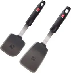 Produktbild: DI ORO Pfannenwender Silikon - 315°C Hitzebeständige Silikonspatel, BPA-frei - Küchenhelfer-Set für beschichtete Pfannen - Spatel für Eier, Crêpes und Burger - Robustes Küchenutensilien-Set (2-Teilig)