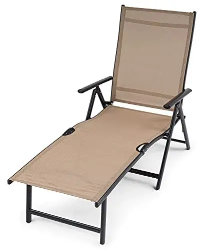 Produktbild: di volio Bolzano Sonnenliege aus Aluminium – Bequeme Gartenliege für Garten oder Terrasse klappbar, Rückenlehne in 7 Positionen verstellbar