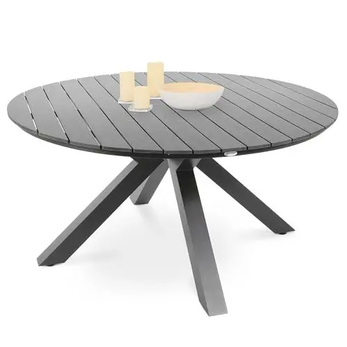 Produktbild: di volio Gartentisch Ravello ø 150 cm, rund - Gartentisch - wetterfest & langlebig, aus Aluminium, Holzoptik (Schwarz)