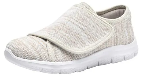 Produktbild: Eagsouni Hausschuhe Damen Leichte Weit Klettverschuß Walkingschuhe Atmungsaktive Slip On Pantoffeln Outdoor Bequeme Diabetiker Gesundheitsschuhe