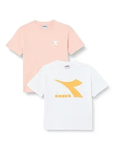 Produktbild: Diadora Jungen JU.Double Pack T-Shirt SS Logo, PINK Melody/Optical White, S