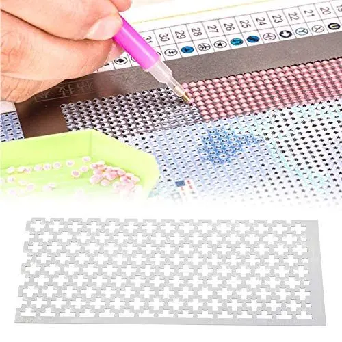Produktbild: Diamant Malerei Masche Lineal, Diamond Painting Schablone Eckige Steine Edelstahl Diamantmalerei Fixwerkzeuge DIY Zeichnungs Werkzeug Zubehör