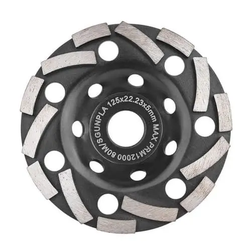 Produktbild: Diamant Schleiftopf 125mm ×22.23mm Betonschleifer - Diamantscheibe für Beton Naturstein Granit Mauerwerk Stein Estrich Trockener Fliesenkleber - Diamant Schleifscheibe Schrägzahn