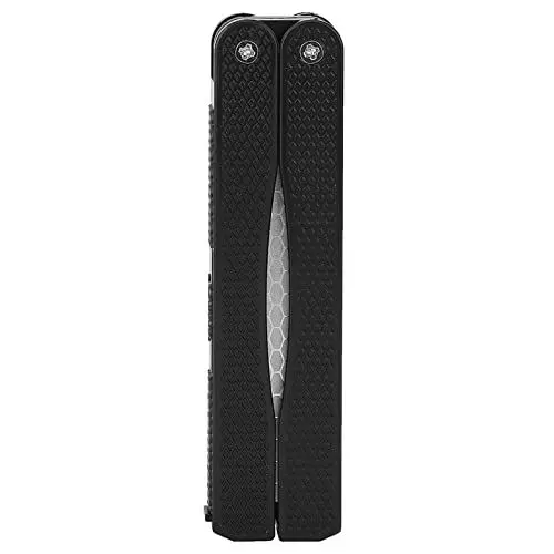 Produktbild: Diamant-Klappmesserschärfer, Tragbarer, Rutschfester, Doppelseitiger Messerschärfer mit Streifengriff für Militärmesser, Metallmesser, Keramikmesser und Mehr (BLACK)