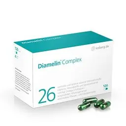 Produktbild: Diamelin Complex - Nahrungsergänzungsmittel für einen normalen Blutzucker-Spiegel mit Chrom auch für Diabetiker geeignet - 26 Vitamine und Mikronährstoffe wie OPC, Zimt, Ingwer, wichtige Darmbakterien