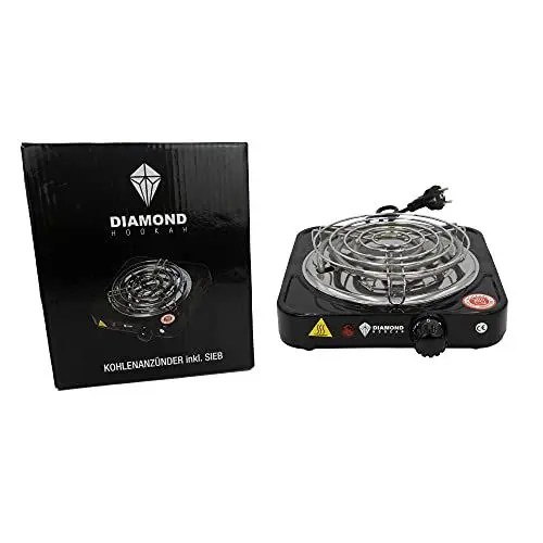 Produktbild: DIAMOND HOOKAH Premium Shisha Kohleanzünder 1000 Watt elektrisch für Shisha Kohle inkl. Schutzgitter- 5 Stufen Hitze, Kohlen Ofen, Kohlenanzünder elektrisch - 1000 Watt