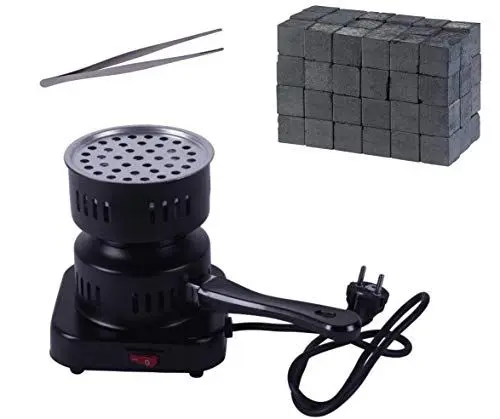 Produktbild: DIAMOND HOOKAH Premium Shisha Kohleanzünder elektrisch für Shisha Kohle + Zange + 1KG Kohle, Kohlenanzünder elektrisch - 450 Watt