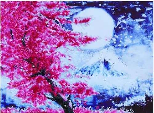 Produktbild: Diamond Dotz DD9-015 Kirschblütenberg, ca. 52 x 38 cm groß, Diamond Painting, Malen mit Diamanten, funkelndes Bild zum Selbstgestalten, für Kinder und Erwachsene, Bunt