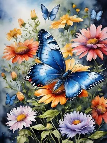 Produktbild: Gemartmall Diamond Painting Erwachsene Schmetterling-Diamant Painting Bilder Schmetterling,Blumen Diamond Painting Set für Erwachsene,Dekorationen,30 x 40 cm