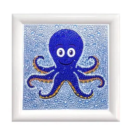 Produktbild: Diamond Painting Set, Bild mit Motiv Tintenfisch und Zubehör, Bastelset zum Malen mit Glitzersteinchen, für Kinder ab 5 Jahren