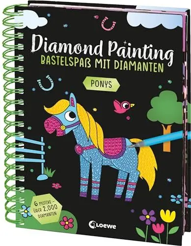 Produktbild: Diamond Painting - Bastelspaß mit Diamanten - Ponys: Crystal Art mit 6 Motiven und über 2.000 Diamanten - Gestalte Bilder nach dem Malen-Nach-Zahlen-Prinzip - Ab 8 Jahren
