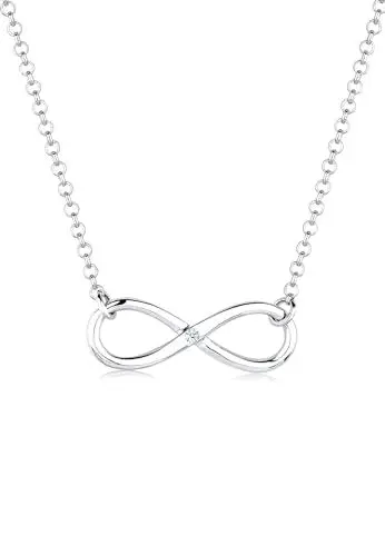 Produktbild: Elli DIAMONDS Halskette Damen mit Infinity Anhänger und Diamant (0.03 ct.) in 925 Sterling Silber