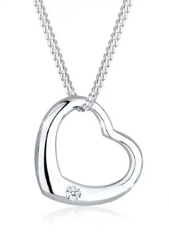 Produktbild: Elli DIAMONDS Halskette Damen Herz Anhänger mit Diamant (0.03 ct.) in 925 Sterling Silber
