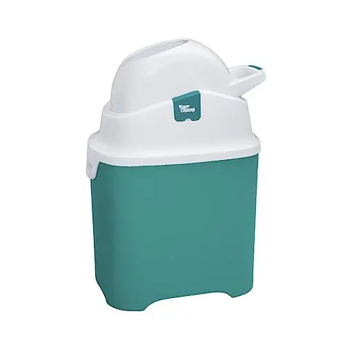 Produktbild: DIAPER CHAMP ONE Windeleimer - geruchsdicht - OHNE Nachfüllkassetten - funktioniert mit normalen herkömmlichen Tüten, Müllbeutel - für ca. 30 Windeln - petrol, weiß