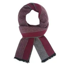 Produktbild: DiaryLook Herren Herbst Baumwolle kariert Schal- Winter Jungen Warm Lange Scarf mit Luxuriöse,Stripe-Burgundy