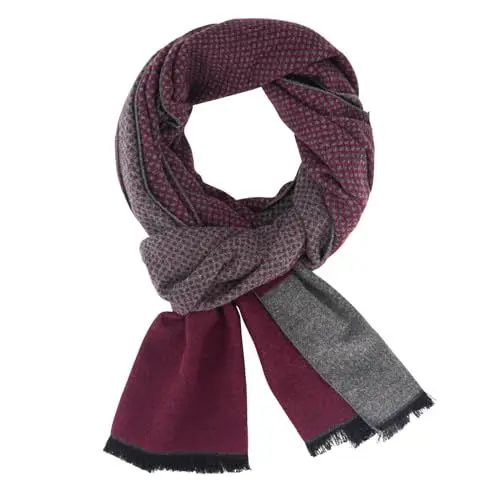 Produktbild: DiaryLook Herren Herbst Baumwolle kariert Schal- Winter Jungen Warm Lange Scarf mit Luxuriöse,Weinrotes
