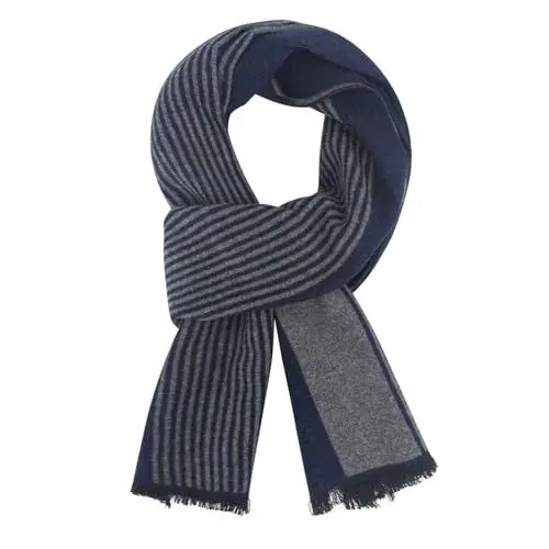 Produktbild: DiaryLook Herren Herbst Baumwolle kariert Schal-Winter Frühling Herbst Jungen Warm Lange Scarf mit Luxuriöse,Navy
