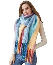 Produktbild: DiaryLook Karierter Warmer Deckenschal für den Winter, Lange Damen-Schals, kariert, weich, Wolle, Tartan-Schal für Frauen,Pink