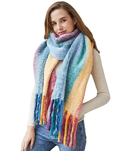 Produktbild: DiaryLook Karierter Warmer Deckenschal für den Winter, Lange Damen-Schals, kariert, weich, Wolle, Tartan-Schal für Frauen,Pink