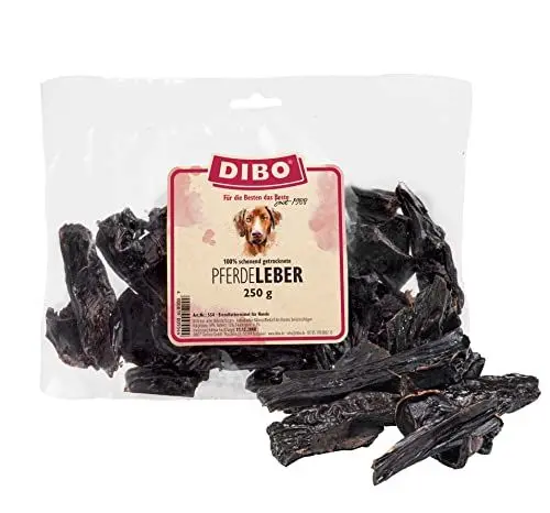 Produktbild: DIBO Pferde-Leber, 250g-Beutel, der kleine Naturkau-Snack oder Leckerli für Zwischendurch, Hundefutter, Qualitätskauartikel ohne Chemie von DIBO
