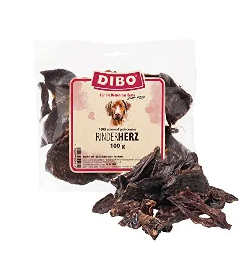 Produktbild: DIBO Rinder-Herz, entfettet, 100g-Beutel, der kleine Naturkau-Snack oder Leckerli für Zwischendurch, Hundefutter, Qualitätskauartikel ohne Chemie