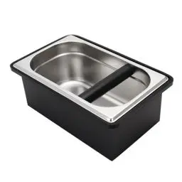 Produktbild: DIBTSA Abklopfbehälter, Abschlagbehälter, Espresso-Klopfbox, Edelstahl-Kaffee-Pucks-Behälter, mit Stahlhalter und Gummiring zur Geräuschreduzierung (27,8 x 17,5 x 10,8 cm)