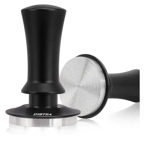 Produktbild: DIBTSA Espresso-Tamper 58,5 mm, federbelasteter Kaffeestampfer für La Marzocco, Breville 9 Serie und alle E61-Gruppen-Maschinen Siebträger, 304 Edelstahl, geriffelter Boden, Espresso-Zubehör