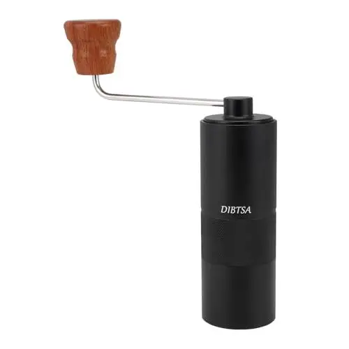 Produktbild: DIBTSA Manuelle Kaffeemühle, Kapazität 25 g, konischem CNC-Edelstahl-Frässtift, interne verstellbare Einstellung, tragbare Mühle schnellere Mahleffizienz, Espresso bis grob, Zuhause, Camping (schwarz)